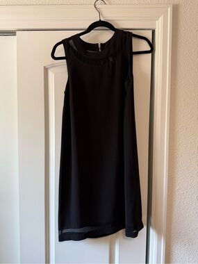 Kensie Black Sleeveless Shift Dress with Sheer Trim